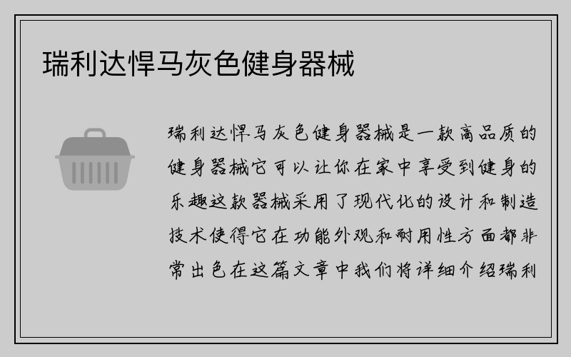 瑞利达悍马灰色健身器械